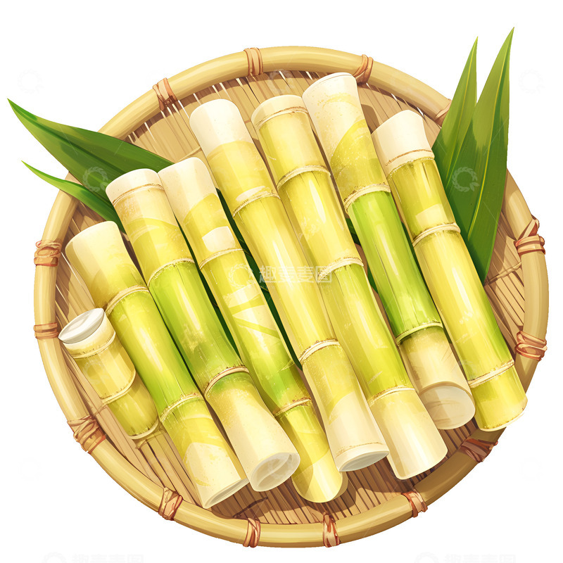 高清大图下载【趣麦麦图】卡通一盘甘蔗