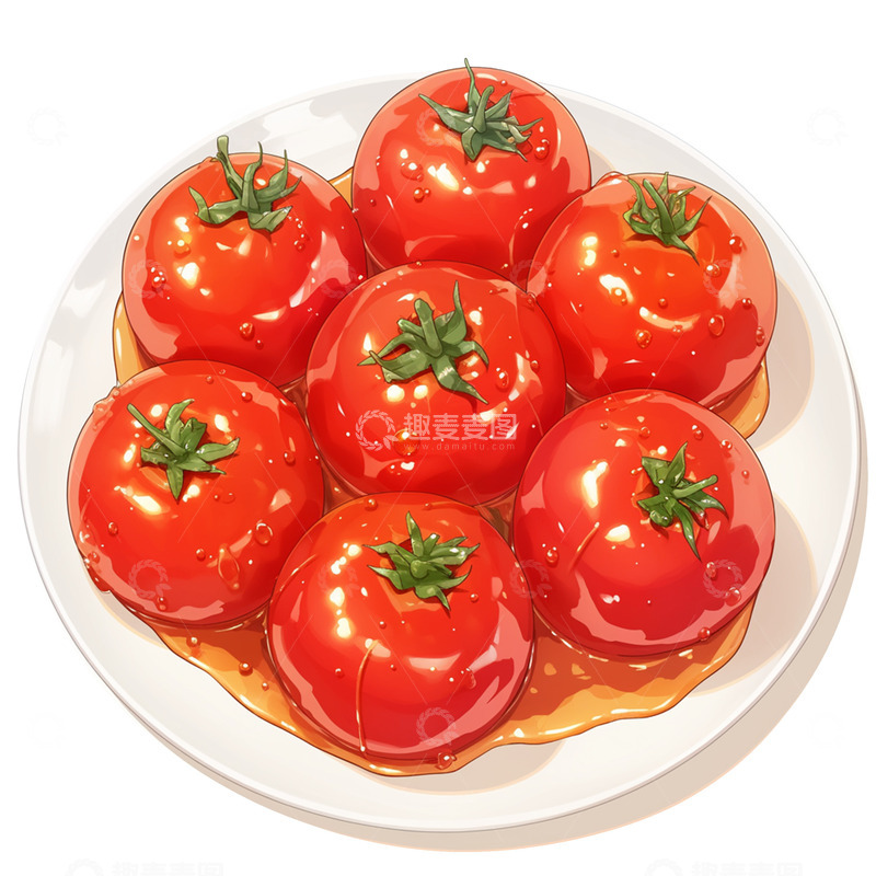 高清大图下载【趣麦麦图】卡通简约一盘西红柿