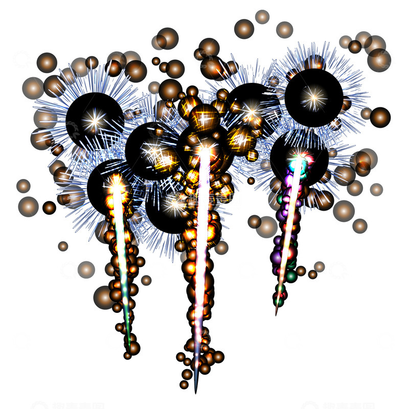 源文件下载【趣麦麦图】-夜空绽放的多彩烟花