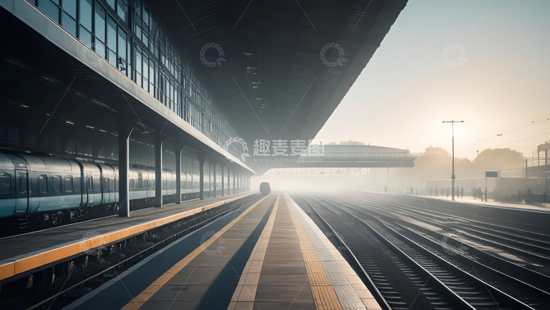 高清大图下载【趣麦麦图】站台上的曙光