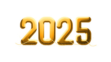 金色渐变闪光立体数字效果2025