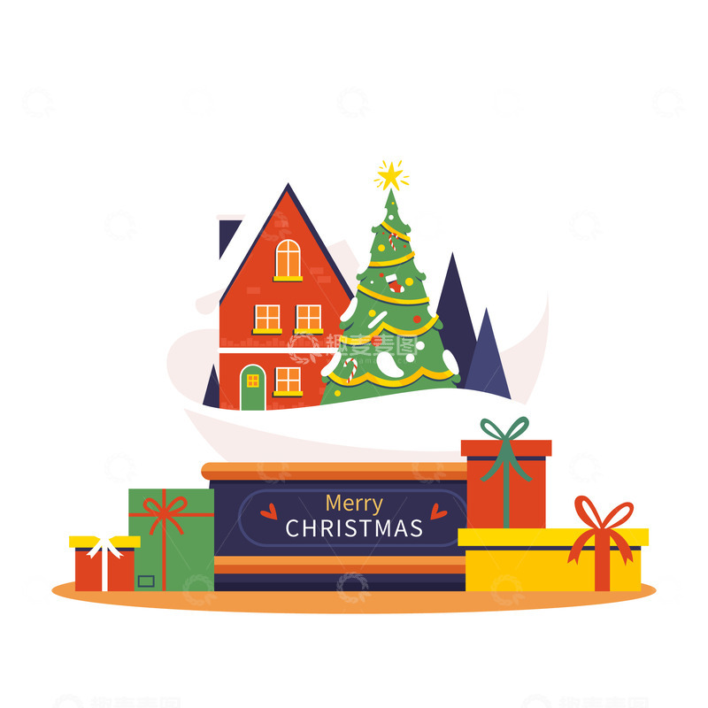 源文件下载【趣麦麦图】星光树下的礼物盛宴