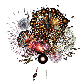 夜空烟花璀璨绽放