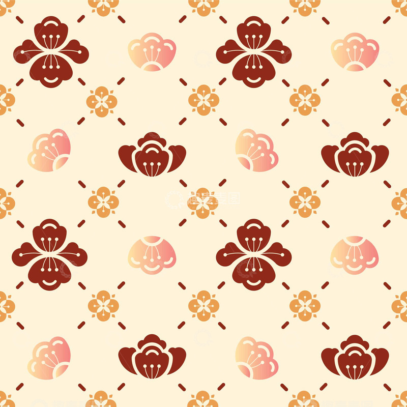 源文件下载【趣麦麦图】几何花卉无缝图案
