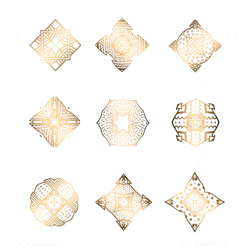 源文件下载【趣麦麦图】金色亚洲风格几何图案