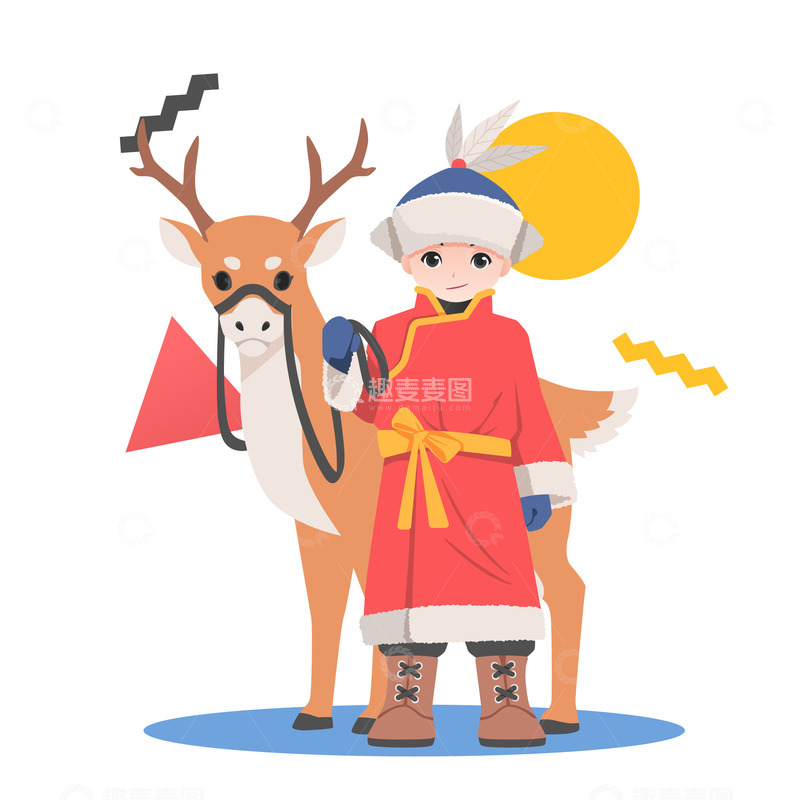 源文件下载【趣麦麦图】男童鹿伴庆典盛装