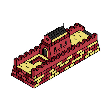 红白相间城堡模型展示图