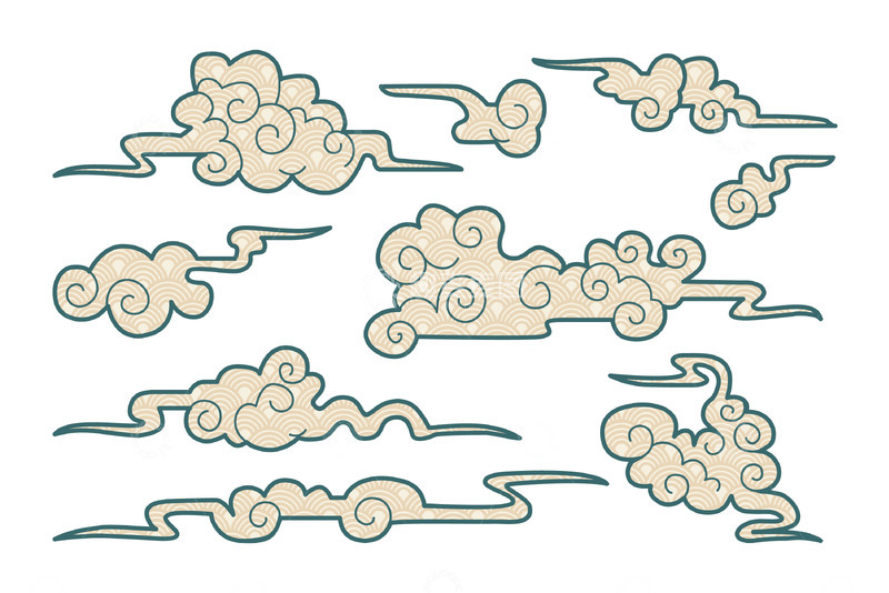 源文件下载【趣麦麦图】中国传统风格云朵图案