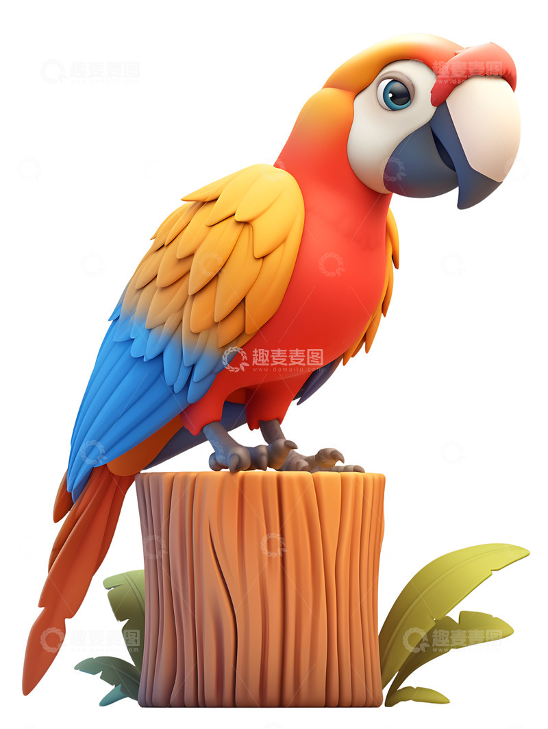 高清大图下载【趣麦麦图】卡通鹦鹉宠物