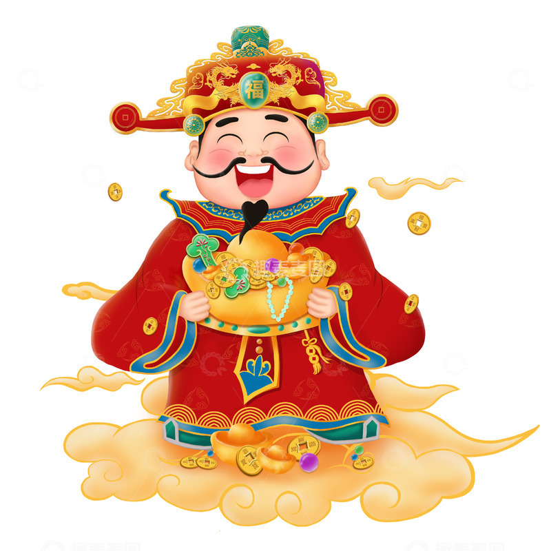源文件下载【趣麦麦图】新年迎财神元素