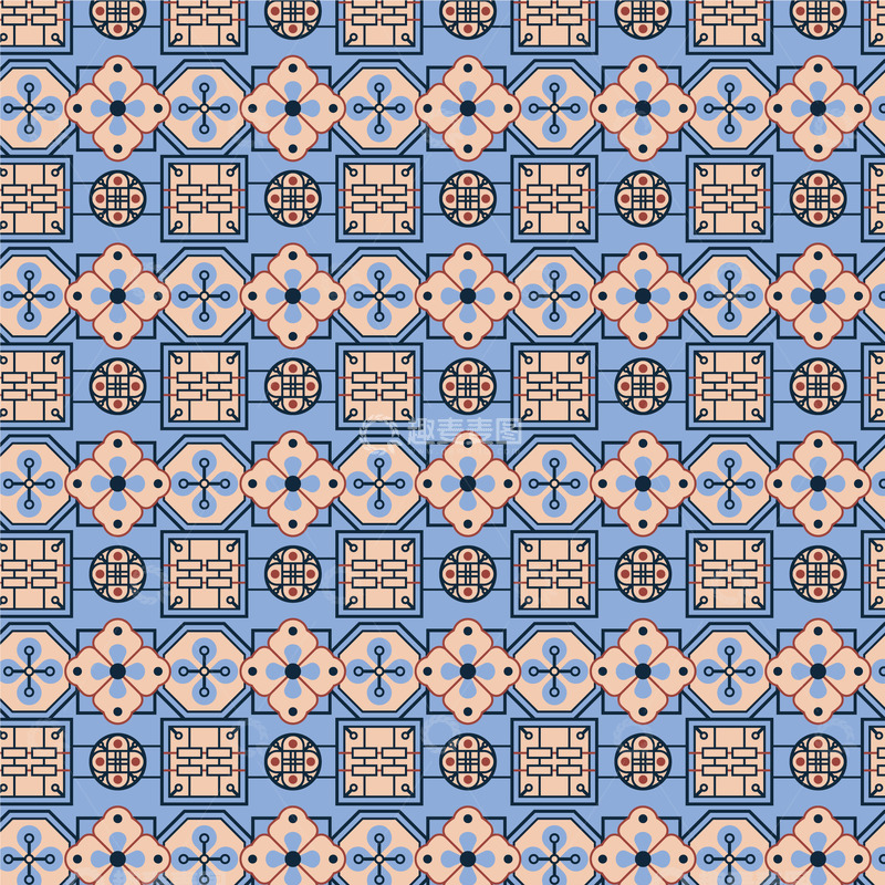 源文件下载【趣麦麦图】蓝粉黑无缝艺术图案