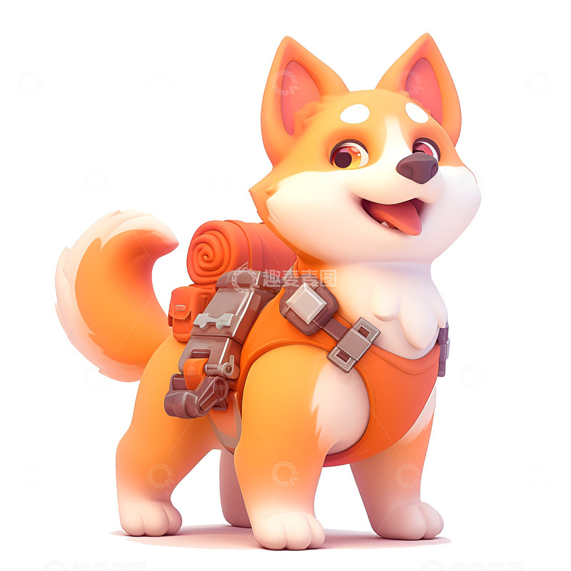 高清大图下载【趣麦麦图】卡通背着行李的狗狗