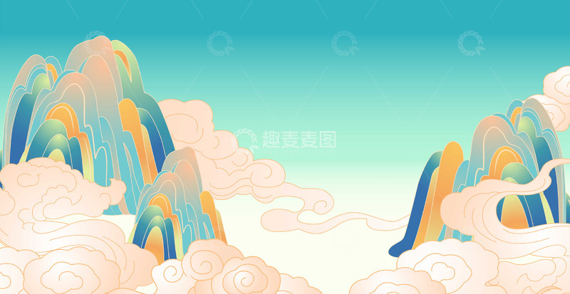 源文件下载【趣麦麦图】宁静天空与古朴山峰