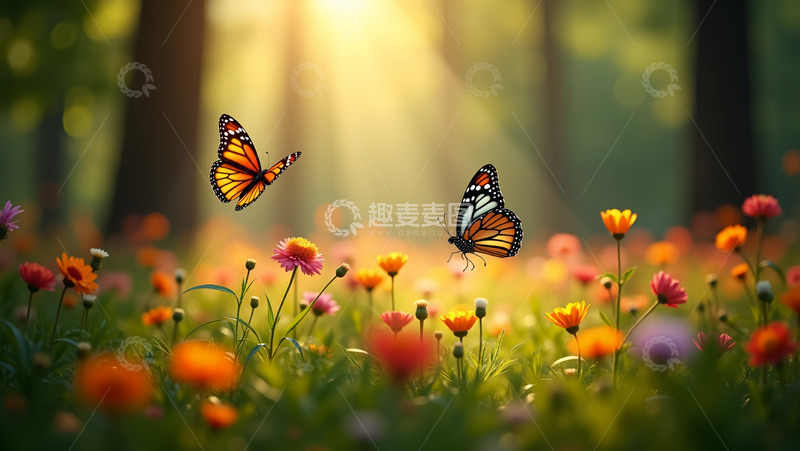 高清大图下载【趣麦麦图】阳光下的飞蝶