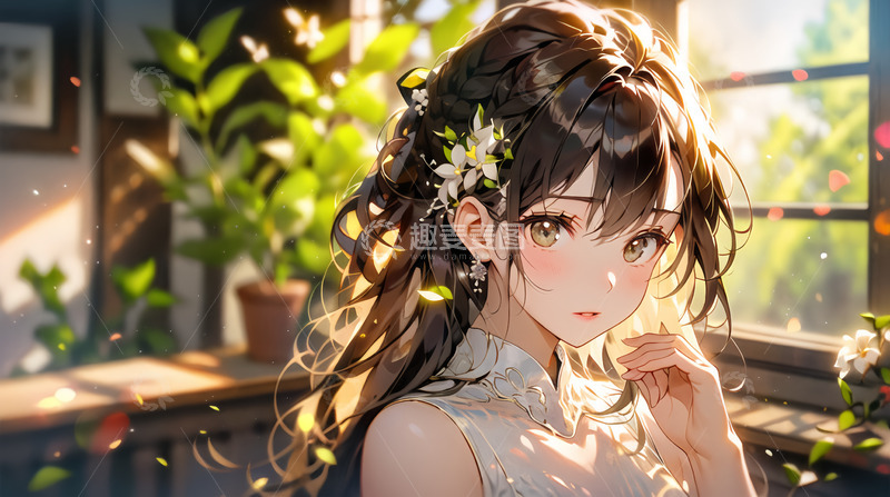 高清大图下载【趣麦麦图】室内少女插画