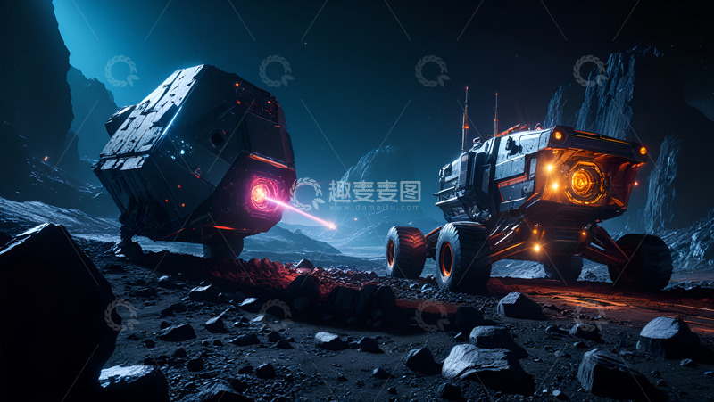 高清大图下载【趣麦麦图】星球表面上的探路车