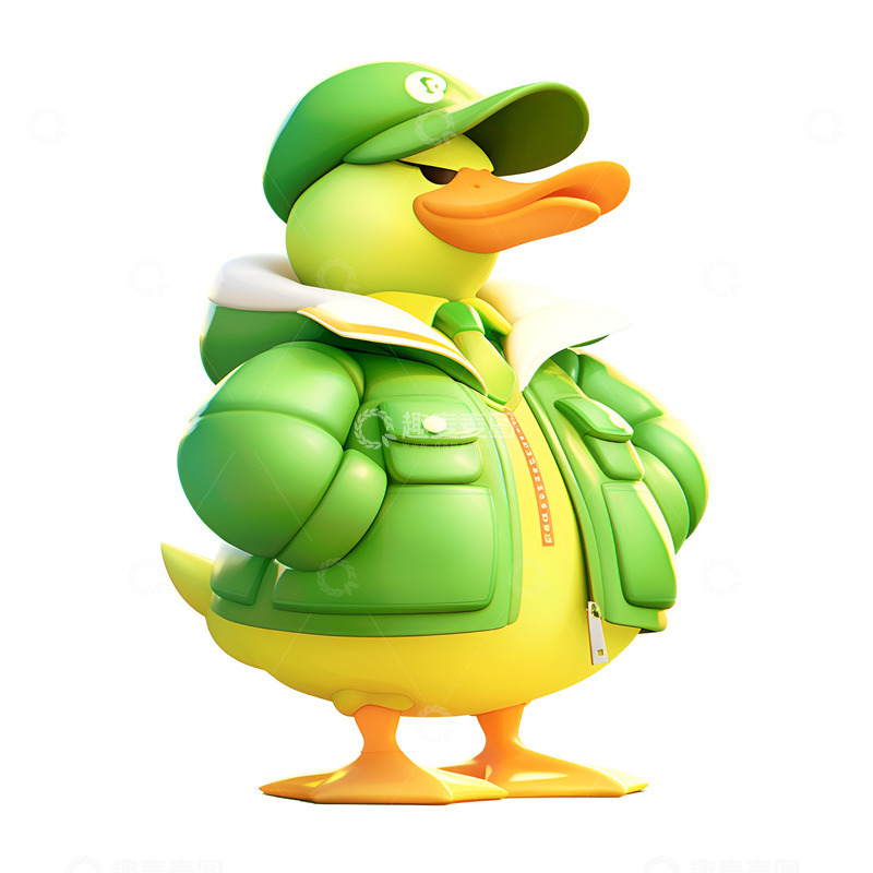 高清大图下载【趣麦麦图】卡通穿着绿皮衣的鸭子