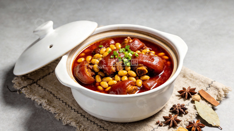高清大图下载【趣麦麦图】黄豆炖猪脚美食摄影