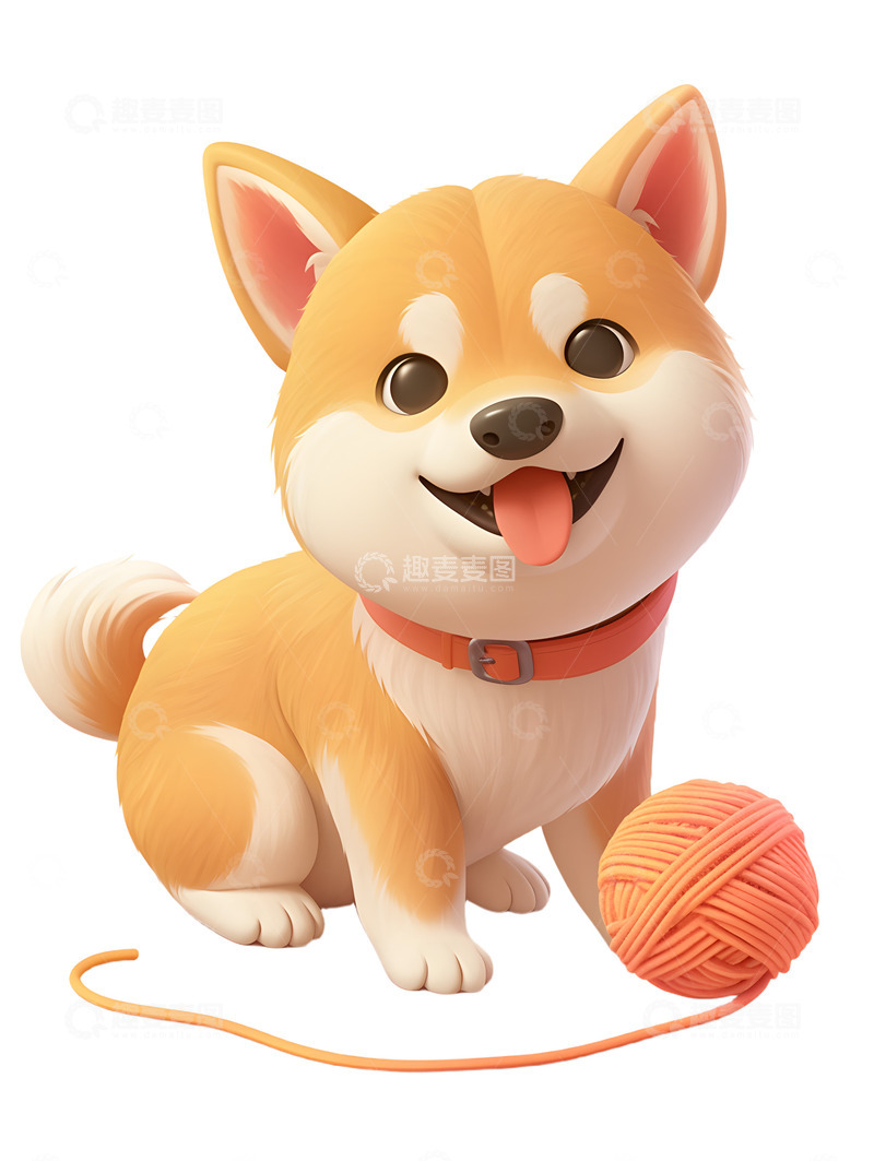 高清大图下载【趣麦麦图】可爱的小狗狗毛线球