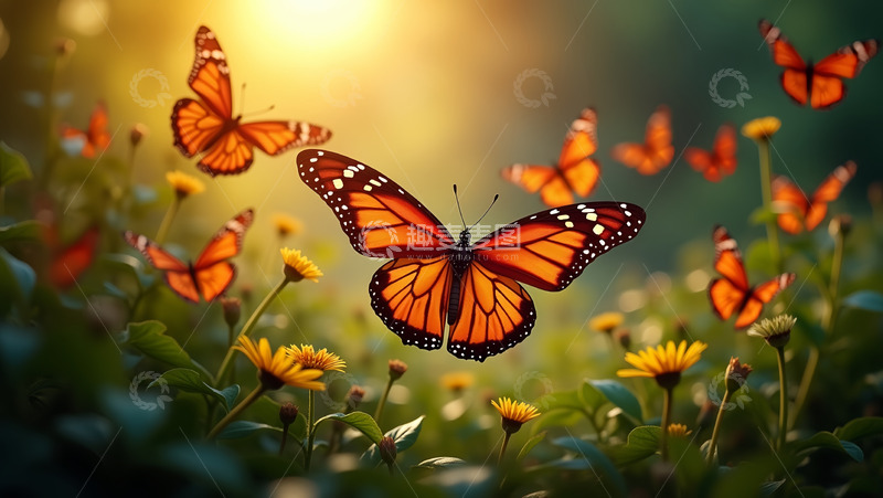 高清大图下载【趣麦麦图】彩蝶翩然飞舞