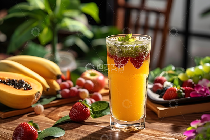 高清大图下载【趣麦麦图】一杯芒果汁饮品