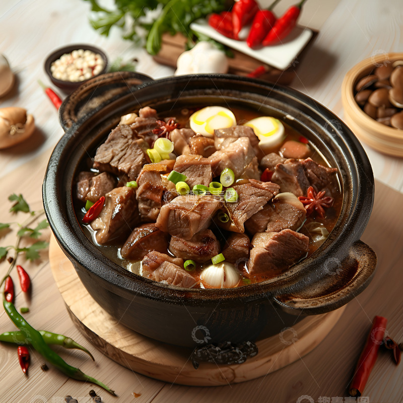 高清大图下载【趣麦麦图】美味砂锅炖牛肉