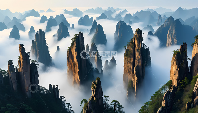 高清大图下载【趣麦麦图】白雾大山云雾