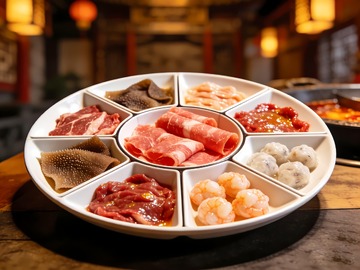 一盘火锅食材配菜