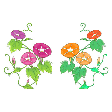 卡通手绘牵牛花植物元素