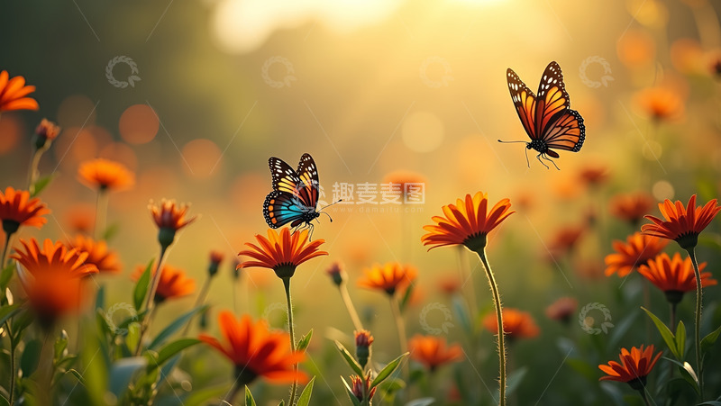 高清大图下载【趣麦麦图】红花丛中飞舞