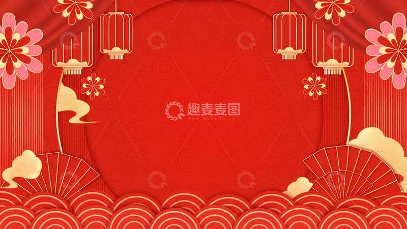 源文件下载【趣麦麦图】红色新年喜庆背景