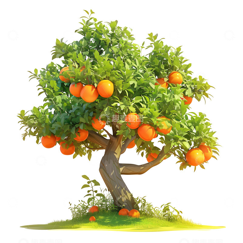 高清大图下载【趣麦麦图】卡通简约一颗柿子树