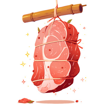 卡通简约挂在竹竿上的腊肉