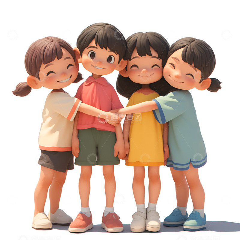 高清大图下载【趣麦麦图】卡通简约拥抱的好朋友