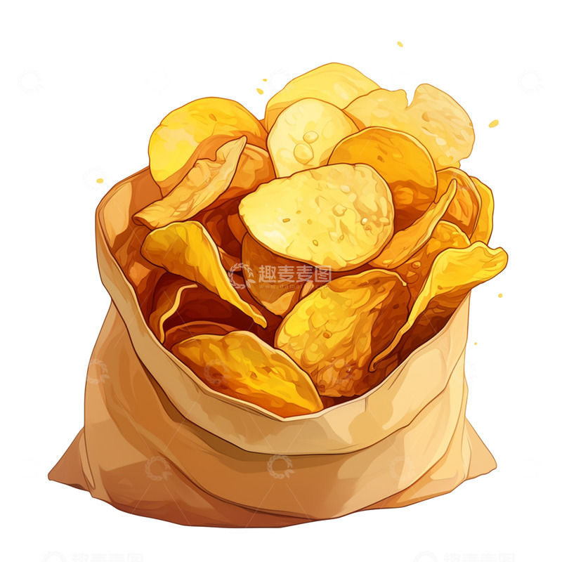高清大图下载【趣麦麦图】卡通简约一袋子薯片
