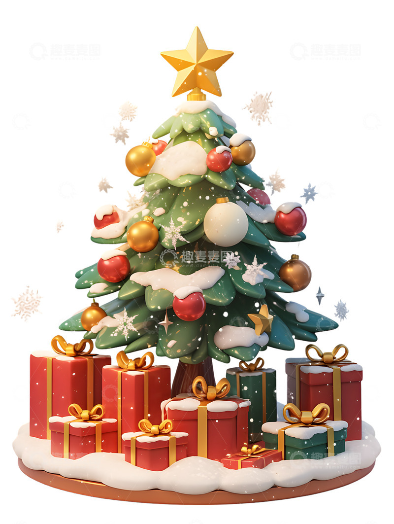 高清大图下载【趣麦麦图】圣诞树木礼品