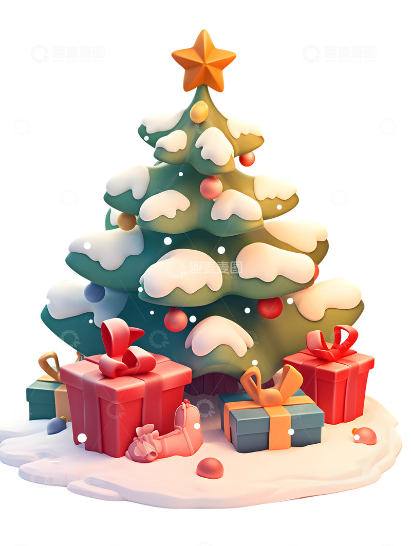 高清大图下载【趣麦麦图】卡通圣诞树展台