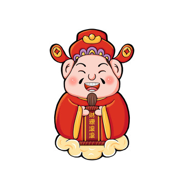 财神卡通形象可爱元宝红色