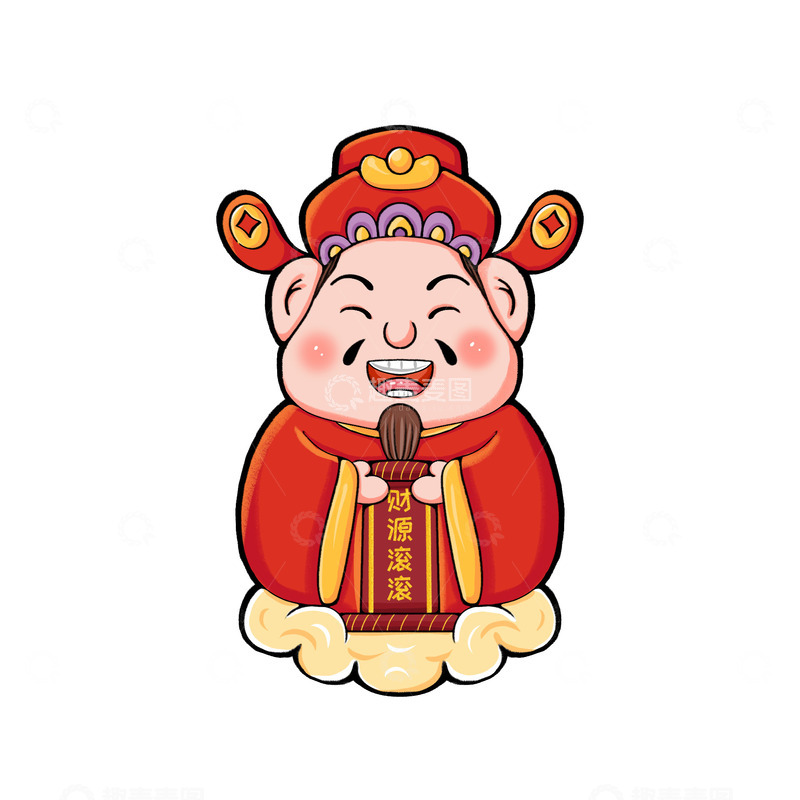 源文件下载【趣麦麦图】财神卡通形象可爱元宝红色