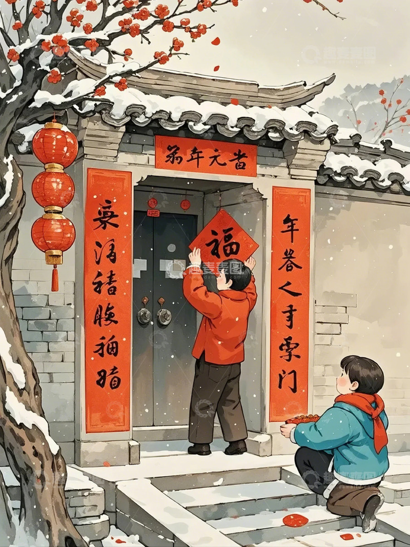 高清大图下载【趣麦麦图】春节卡通喜庆春联