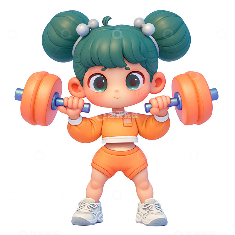 高清大图下载【趣麦麦图】卡通简约锻炼的小孩