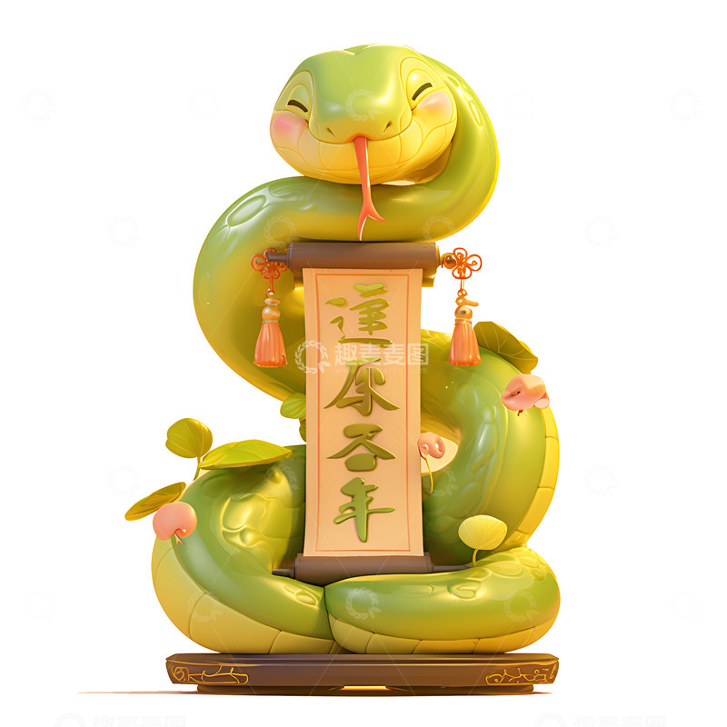 高清大图下载【趣麦麦图】卡通简约蛇形卷轴