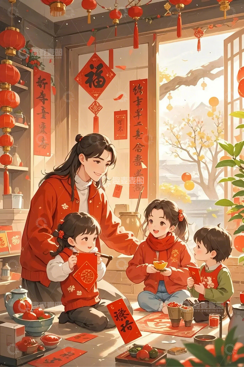 高清大图下载【趣麦麦图】春节喜庆红包小孩插画