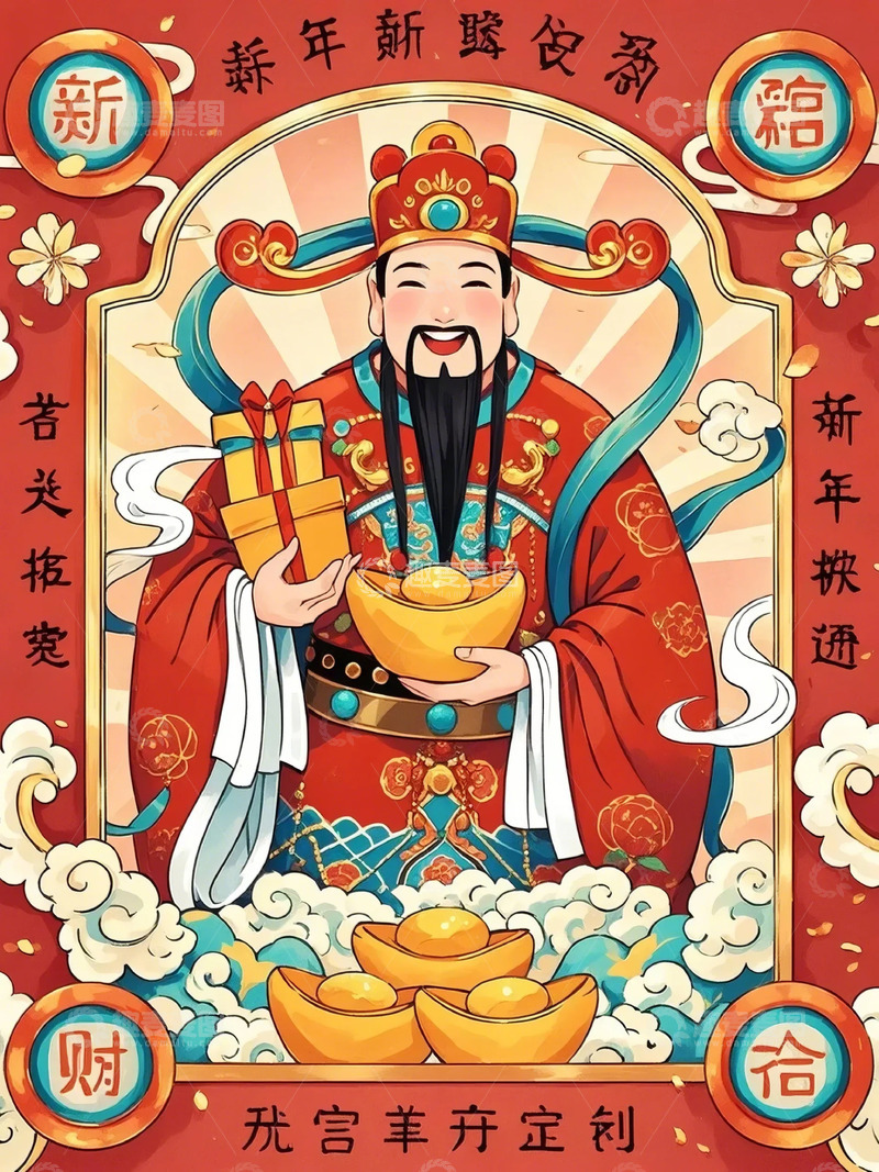 高清大图下载【趣麦麦图】财神门神春节画像