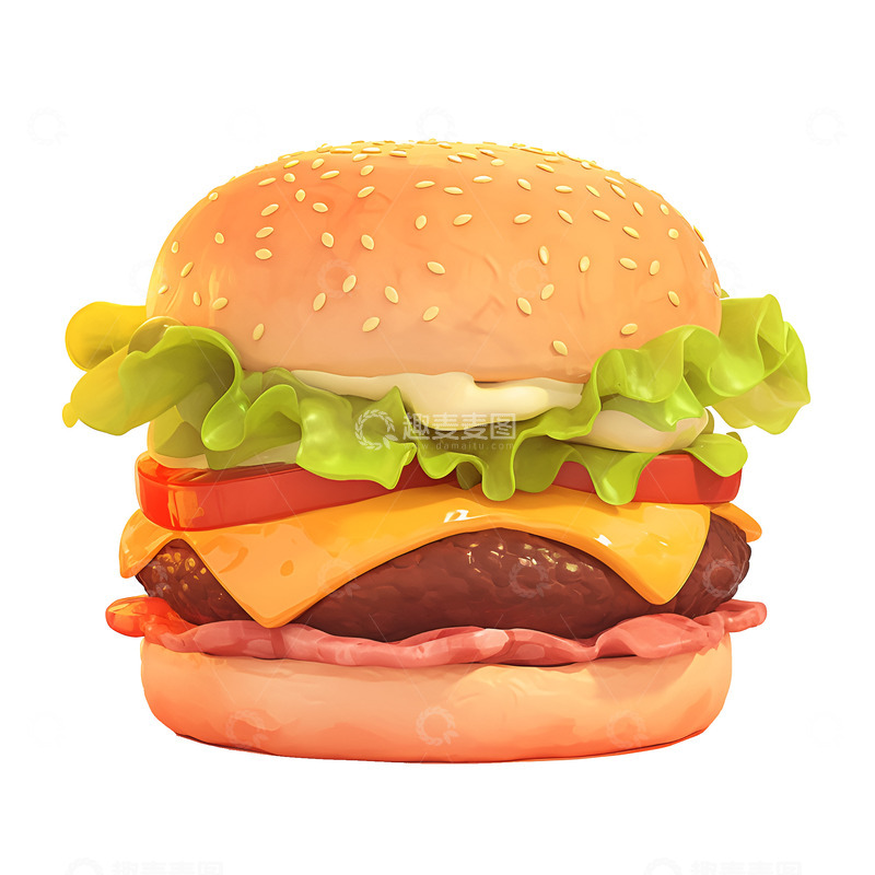 高清大图下载【趣麦麦图】卡通简约一个汉堡