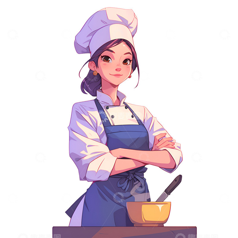 高清大图下载【趣麦麦图】卡通简约女大厨