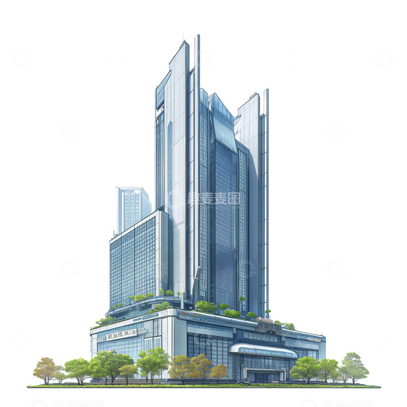 高清大图下载【趣麦麦图】扁平一座高楼