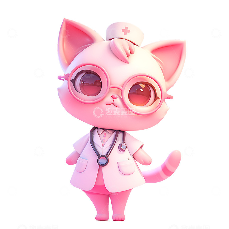 高清大图下载【趣麦麦图】带着眼镜的猫咪医生