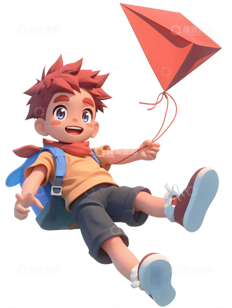 高清大图下载【趣麦麦图】卡通风筝男孩子