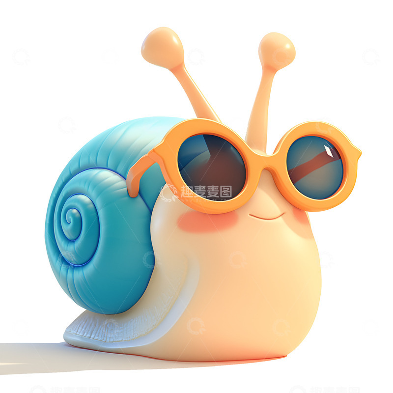 高清大图下载【趣麦麦图】卡通简约带着墨镜的蜗牛